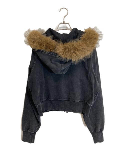 LE CIEL BLEU（ルシェルブルー）LE CIEL BLEU (ルシェルブルー) Fur-Trim Hooded Sweatshirt ブラック サイズ:Sの古着・服飾アイテム