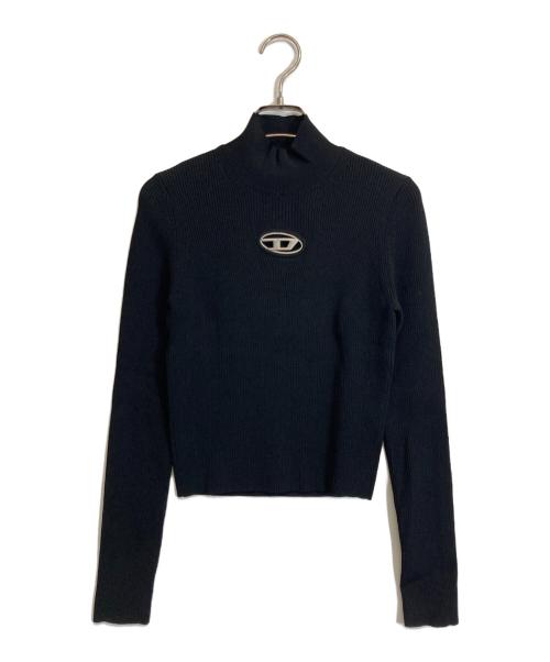DIESEL（ディーゼル）DIESEL (ディーゼル) メタルロゴ プレート ハイネック セーター ブラック サイズ:Lの古着・服飾アイテム