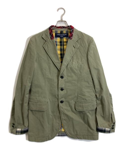 COMME des GARCONS HOMME（コムデギャルソン オム）COMME des GARCONS HOMME (コムデギャルソン オム) チェック切替テーラードジャケット オリーブ サイズ:Sの古着・服飾アイテム