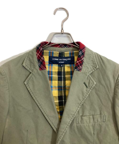 COMME des GARCONS HOMME（コムデギャルソン オム）COMME des GARCONS HOMME (コムデギャルソン オム) チェック切替テーラードジャケット オリーブ サイズ:Sの古着・服飾アイテム