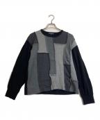 COMME des GARCONS HOMMEコムデギャルソン オム）の古着「パッチワークデザインニット」｜ブラック×グレー