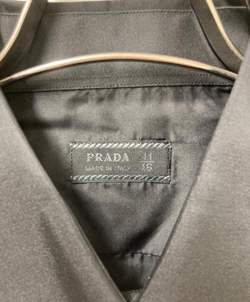 PRADA（プラダ）PRADA (プラダ) ポリ切り替えシルクシャツ ブラック サイズ:41/16の古着・服飾アイテム