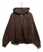 NIKE×stussyナイキ×ステューシー）の古着「STONE WASHED FLEECE ZIP HOODIE」｜ブラウン