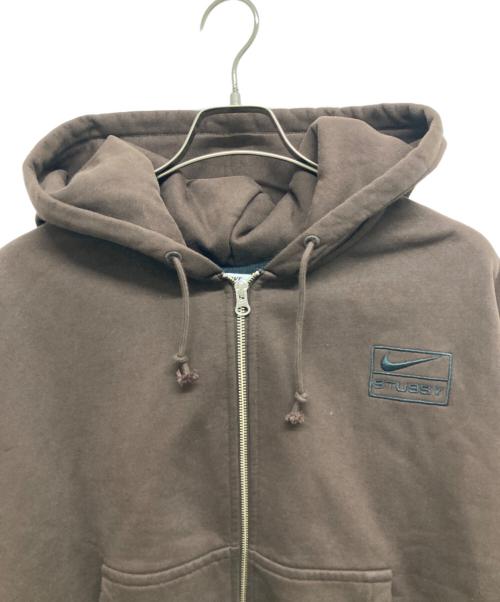 NIKE（ナイキ）NIKE (ナイキ) stussy (ステューシー) STONE WASHED FLEECE ZIP HOODIE ブラウン サイズ:Lの古着・服飾アイテム