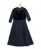 COMME des GARCONSコムデギャルソン）の古着「ベロア切替ワンピース」｜ネイビー