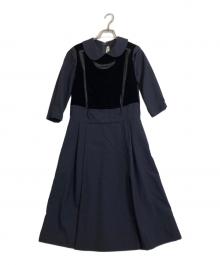 COMME des GARCONS（コムデギャルソン）の古着「ベロア切替ワンピース」｜ネイビー