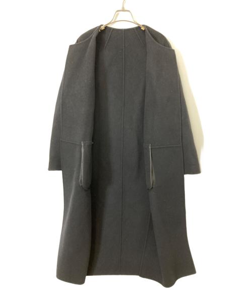MUSE de Deuxieme Classe（ミューズ ドゥーズィエム クラス）MUSE de Deuxieme Classe (ミューズ ドゥーズィエム クラス) victorianリバーロングノーカラーコート ブラック サイズ:38の古着・服飾アイテム