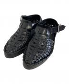 JIL SANDERジルサンダー）の古着「woven lether flat sandal」｜ブラック