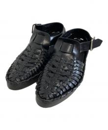 JIL SANDER（ジルサンダー）の古着「woven lether flat sandal」｜ブラック