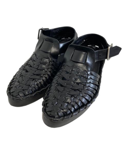 JIL SANDER（ジルサンダー）JIL SANDER (ジルサンダー) woven lether flat sandal ブラック サイズ:35の古着・服飾アイテム