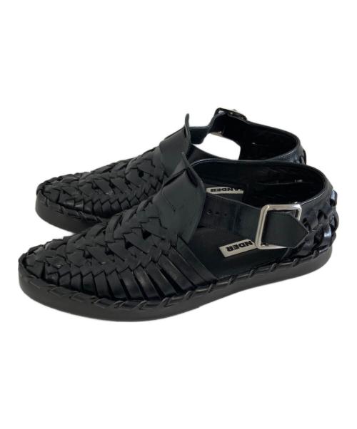 JIL SANDER（ジルサンダー）JIL SANDER (ジルサンダー) woven lether flat sandal ブラック サイズ:35の古着・服飾アイテム