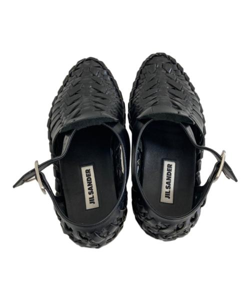 JIL SANDER（ジルサンダー）JIL SANDER (ジルサンダー) woven lether flat sandal ブラック サイズ:35の古着・服飾アイテム