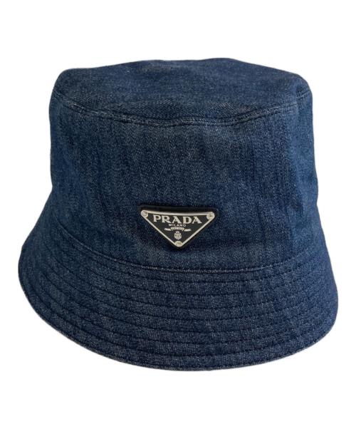 PRADA（プラダ）PRADA (プラダ) 三角ロゴデニムバケットハット インディゴ サイズ:XLの古着・服飾アイテム