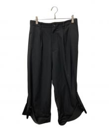 B Yohji Yamamoto（ビーヨウジヤマモト）の古着「2 Cotton Gabber Button Slit Pant」｜ブラック