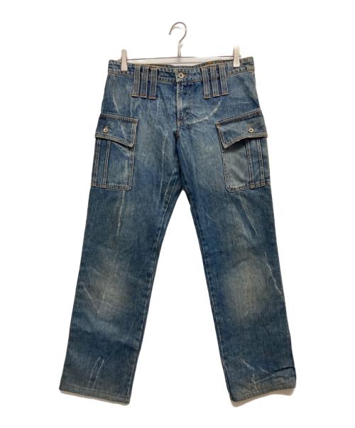 DOLCE & GABBANA（ドルチェ＆ガッバーナ）DOLCE & GABBANA (ドルチェ＆ガッバーナ) クラッシュ加工カーゴデニムパンツ インディゴ サイズ:32/46の古着・服飾アイテム