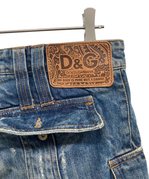 DOLCE & GABBANA（ドルチェ＆ガッバーナ）DOLCE & GABBANA (ドルチェ＆ガッバーナ) クラッシュ加工カーゴデニムパンツ インディゴ サイズ:32/46の古着・服飾アイテム