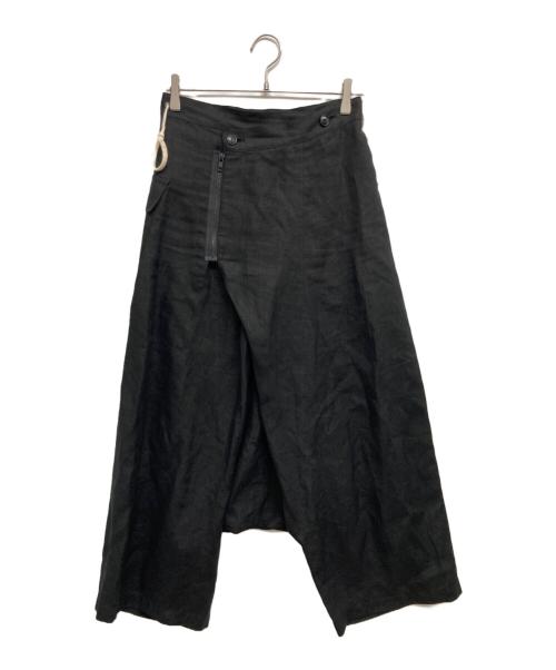 REGULATION Yohji Yamamoto（レギュレーションヨウジヤマモト）REGULATION Yohji Yamamoto (レギュレーションヨウジヤマモト) ハイパワポプリン ラップ サルエルパンツ ブラック サイズ:1の古着・服飾アイテム