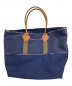 L.L.Beanエルエルビーン）の古着「Deep Bottom Leather Handle Zip Tote L」｜ネイビー