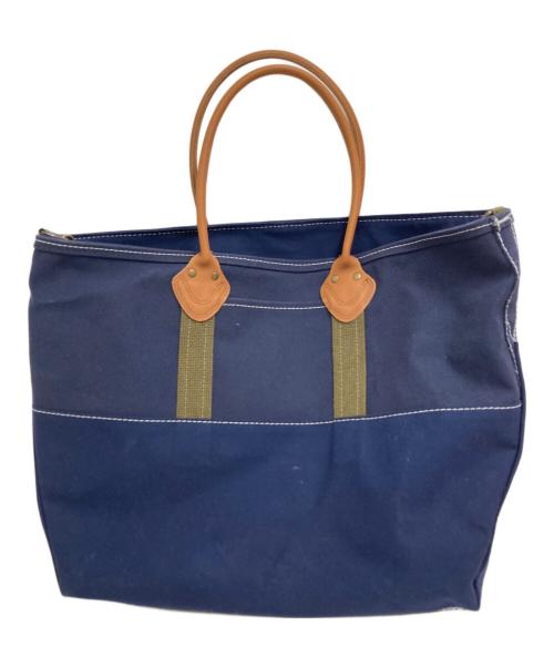 L.L.Bean（エルエルビーン）L.L.Bean (エルエルビーン) Deep Bottom Leather Handle Zip Tote L ネイビーの古着・服飾アイテム