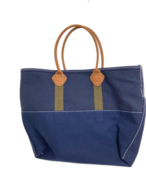 L.L.Bean（エルエルビーン）L.L.Bean (エルエルビーン) Deep Bottom Leather Handle Zip Tote L ネイビーの古着・服飾アイテム