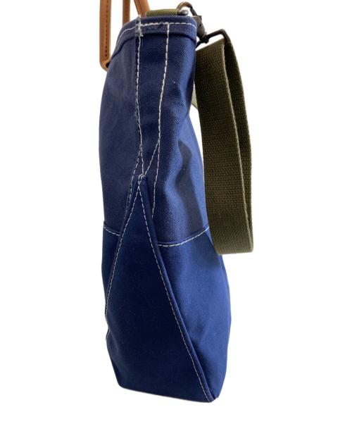 L.L.Bean（エルエルビーン）L.L.Bean (エルエルビーン) Deep Bottom Leather Handle Zip Tote L ネイビーの古着・服飾アイテム