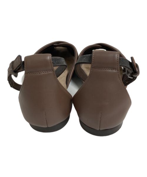 BRUNELLO CUCINELLI（ブルネロクチネリ）BRUNELLO CUCINELLI (ブルネロクチネリ) モニーレアンクルストラップサンダル ブラウン サイズ:37の古着・服飾アイテム