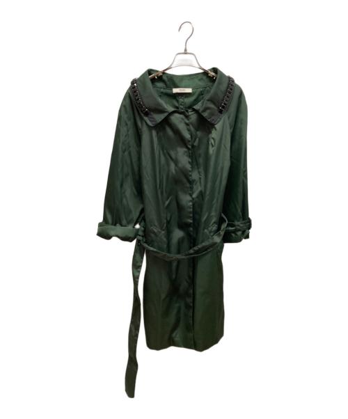 PRADA（プラダ）PRADA (プラダ) 襟ビジューステンカラーコート グリーン サイズ:48の古着・服飾アイテム