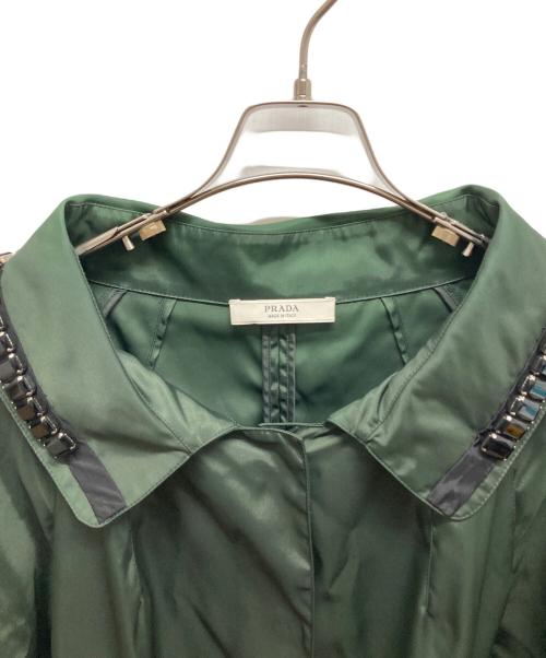 PRADA（プラダ）PRADA (プラダ) 襟ビジューステンカラーコート グリーン サイズ:48の古着・服飾アイテム