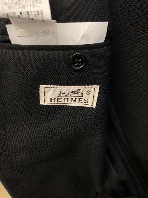 HERMES（エルメス）HERMES (エルメス) レザートリミングピークドラペルジャケット ブラック サイズ:50の古着・服飾アイテム