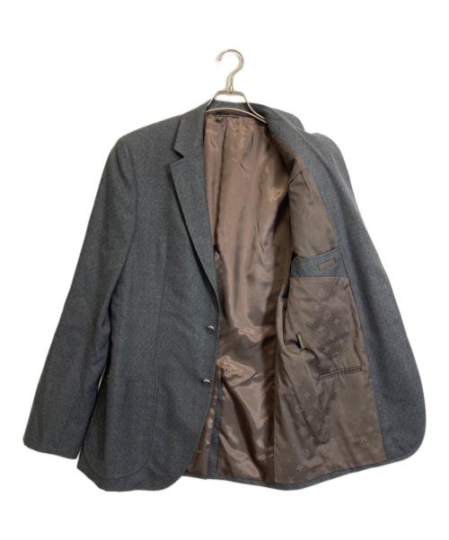 LOUIS VUITTON（ルイ ヴィトン）LOUIS VUITTON (ルイ ヴィトン) ダミエ柄LVボタンテーラードジャケット グレー サイズ:52の古着・服飾アイテム