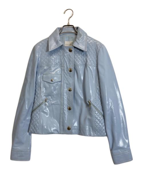 CELINE（セリーヌ）CELINE (セリーヌ) レザージャケット スカイブルー サイズ:38の古着・服飾アイテム