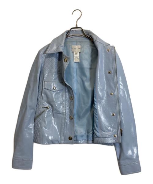 CELINE（セリーヌ）CELINE (セリーヌ) レザージャケット スカイブルー サイズ:38の古着・服飾アイテム