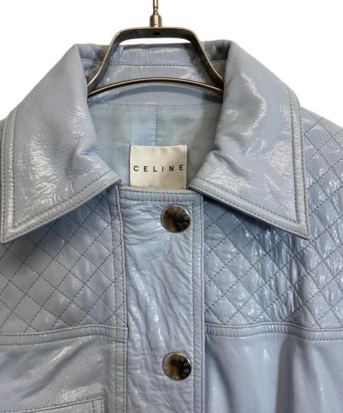 CELINE（セリーヌ）CELINE (セリーヌ) レザージャケット スカイブルー サイズ:38の古着・服飾アイテム