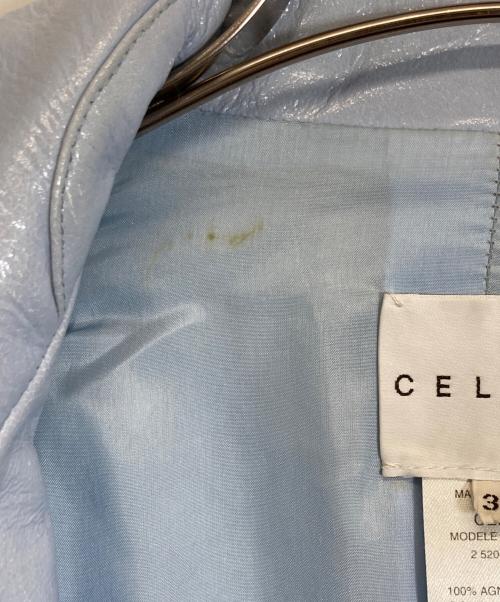 CELINE（セリーヌ）CELINE (セリーヌ) レザージャケット スカイブルー サイズ:38の古着・服飾アイテム