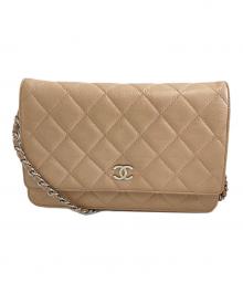 CHANEL（シャネル）の古着「マトラッセチェーンショルダーウォレット」｜ベージュ
