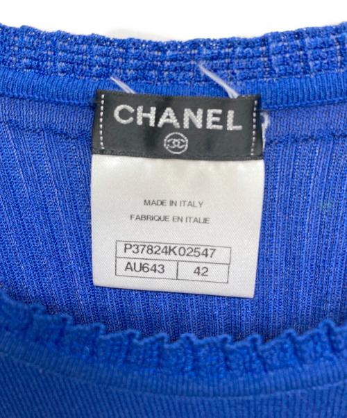 CHANEL（シャネル）CHANEL (シャネル) ココマーク半袖ニット ブルー サイズ:42の古着・服飾アイテム