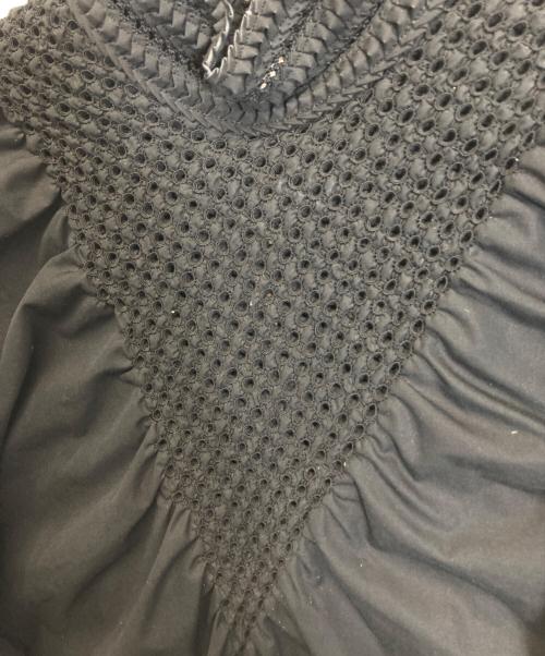 FENDI（フェンディ）FENDI (フェンディ) バルーンスリーブ刺繍ワンピース ブラック サイズ:40の古着・服飾アイテム