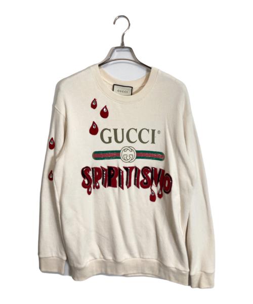 GUCCI（グッチ）GUCCI (グッチ) SPIRITISMOロゴスウェット ベージュ サイズ:Mの古着・服飾アイテム