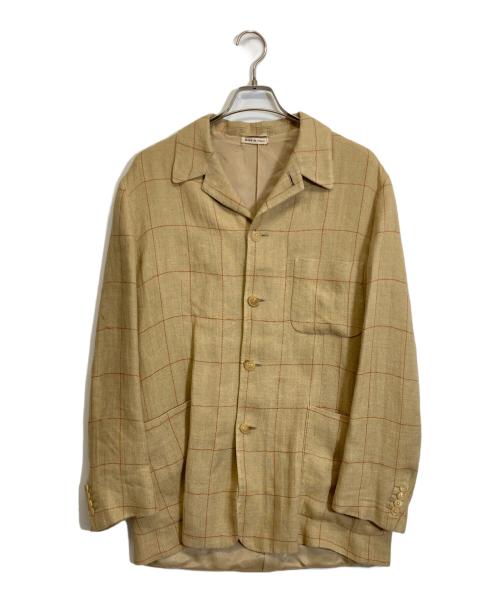 HERMES（エルメス）HERMES (エルメス) リネンチェックジャケット ブラウン サイズ:50の古着・服飾アイテム