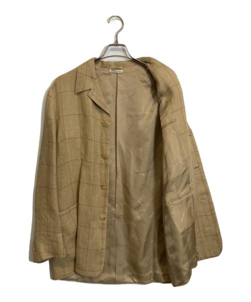 HERMES（エルメス）HERMES (エルメス) リネンチェックジャケット ブラウン サイズ:50の古着・服飾アイテム