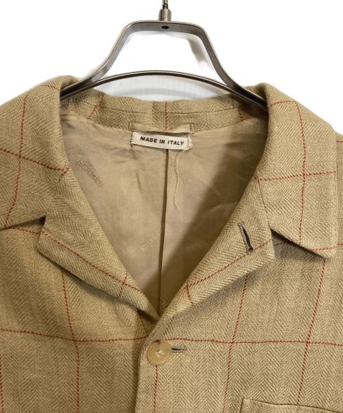 HERMES（エルメス）HERMES (エルメス) リネンチェックジャケット ブラウン サイズ:50の古着・服飾アイテム