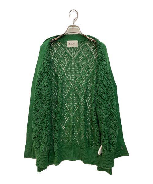 LiNoH（リノー）LiNoH (リノー) CROCHETED LACE KNIT CARDIGAN　クロシェットレースニットカーディガン　カットワークカーディガン グリーン サイズ:SIZE 1の古着・服飾アイテム