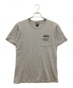 stussyステューシー）の古着「ポケットTシャツ　クルーネック　ロゴ　コットン」｜グレー