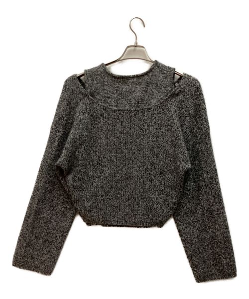 FRAY ID（フレイ アイディー）FRAY ID (フレイ アイディー) レイヤードデザインニットトップス ブラック サイズ:Fの古着・服飾アイテム