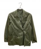 TOMORROW LANDトゥモローランド）の古着「スーピマコットンタイプライター 4Bダブルブレステッドジャケット」｜グリーン