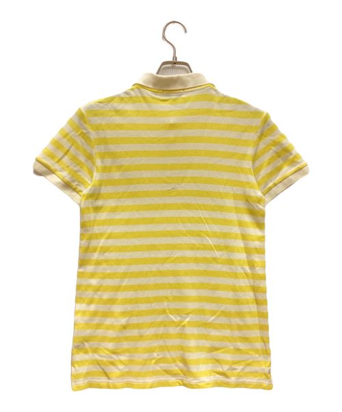 maison kitsune（メゾンキツネ）MAISON KITSUNE (メゾンキツネ) ポロシャツ　ボーダー　キツネ刺繍 ホワイト×イエロー サイズ:Sの古着・服飾アイテム