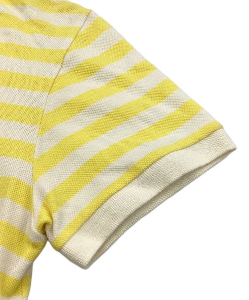 maison kitsune（メゾンキツネ）MAISON KITSUNE (メゾンキツネ) ポロシャツ　ボーダー　キツネ刺繍 ホワイト×イエロー サイズ:Sの古着・服飾アイテム