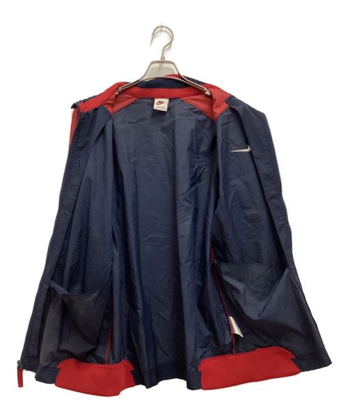 NIKE（ナイキ）NIKE (ナイキ) 古着バックビッグスウォッシュナイロンジャケット　刺繍タグ　90S 　バイカラー ネイビー×レッド サイズ:XL(BOYS)の古着・服飾アイテム