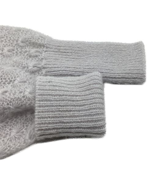 furfur（ファーファー）furfur (ファーファー) ハーフジップニット　レース　リブ　切り替え　Vネック　クロップド ブルー サイズ:Fの古着・服飾アイテム