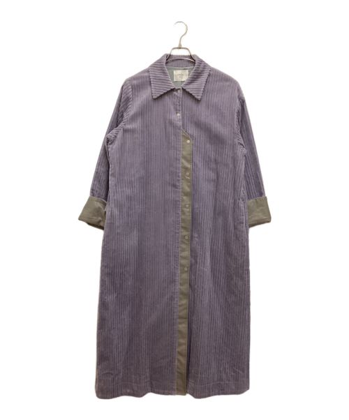 Ameri（アメリ）Ameri (アメリ) コーデュロイコート　フェイクレザー　切り替え　アシンメトリー パープル サイズ:Sの古着・服飾アイテム